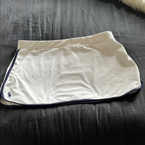White Tennis Skirt with Navy Trim - Picture 1 of 4